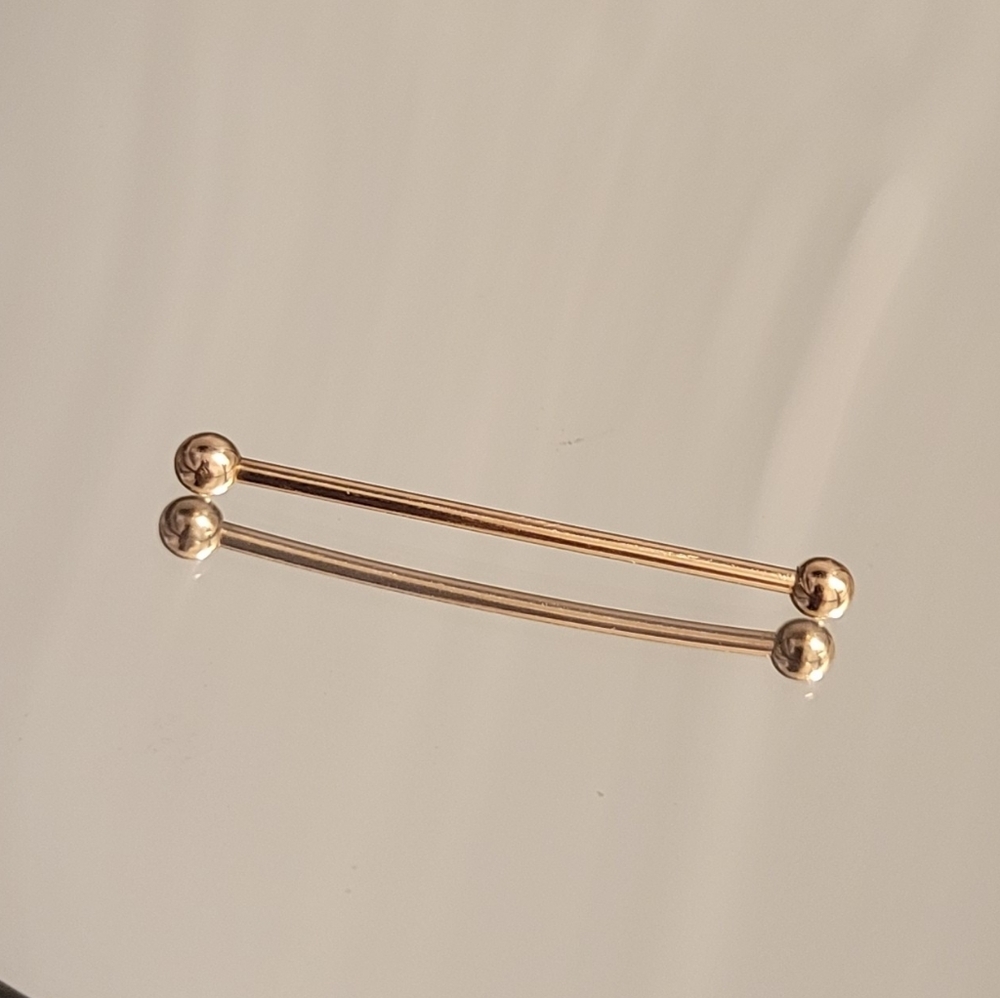 14k Solid Rose Gold Industrial Barbell
